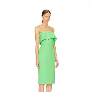 Bardot Strapless Dress in Vibrant Green